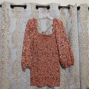 Free People Smock It To Me Minidress In The Apricot Combo Colorway